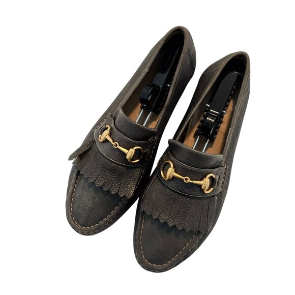 Men\'s Gucci Leather Loafers Horse Bit Slip On Shoes Size 9.5D main image 13